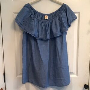 Faded Glory size 2X sleeveless top with ruffle overlay- can be off the shoulder